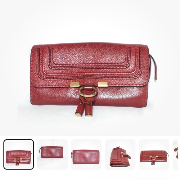 AUTHENTIC CHLOE Marcie Flap Leather Continental Wallet in Poppy(Rare Color) - Picture 1 of 9